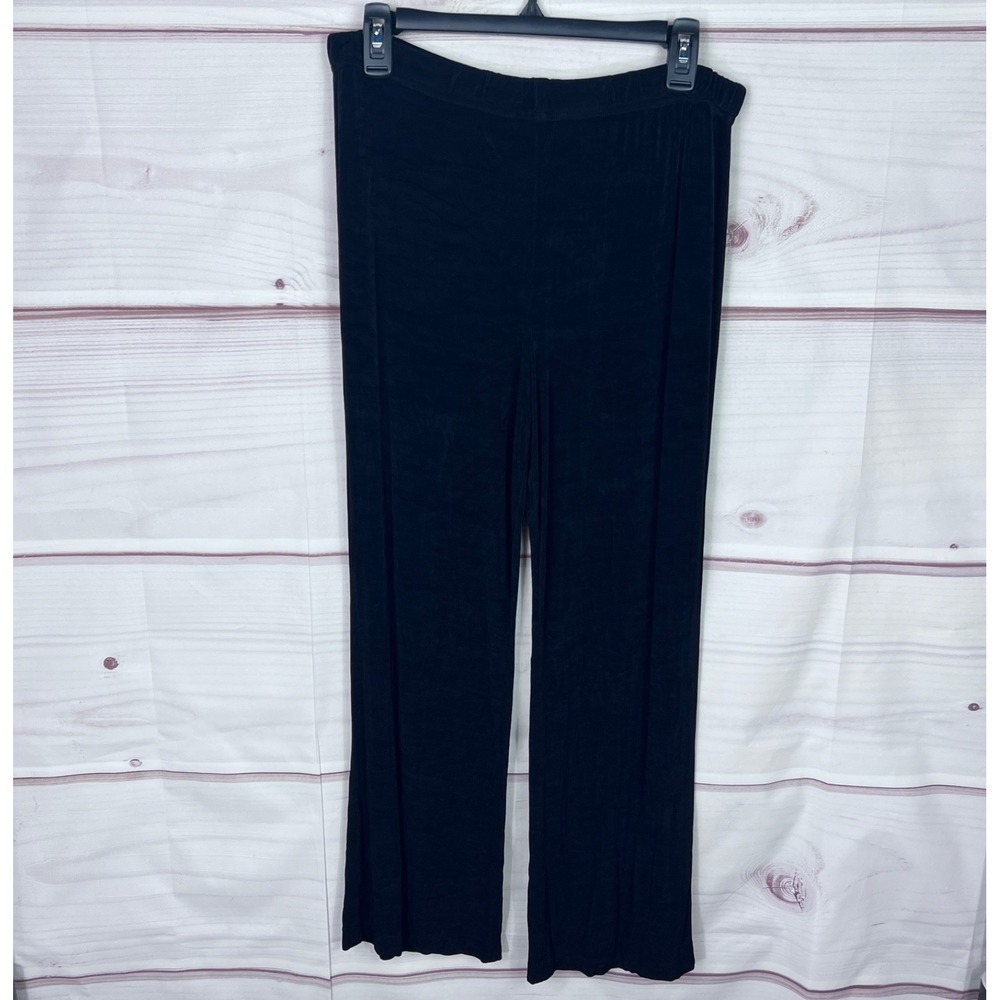 JKLA Pants Womens Large Black Straight Leg Knit Elastic Waist Pull On Solid
